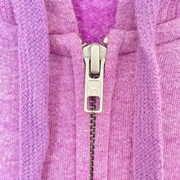 Victoria's Secret Hoodie Medium Love Pink Purple Silver Full Zip Sweatshirt - Picture 4 of 7